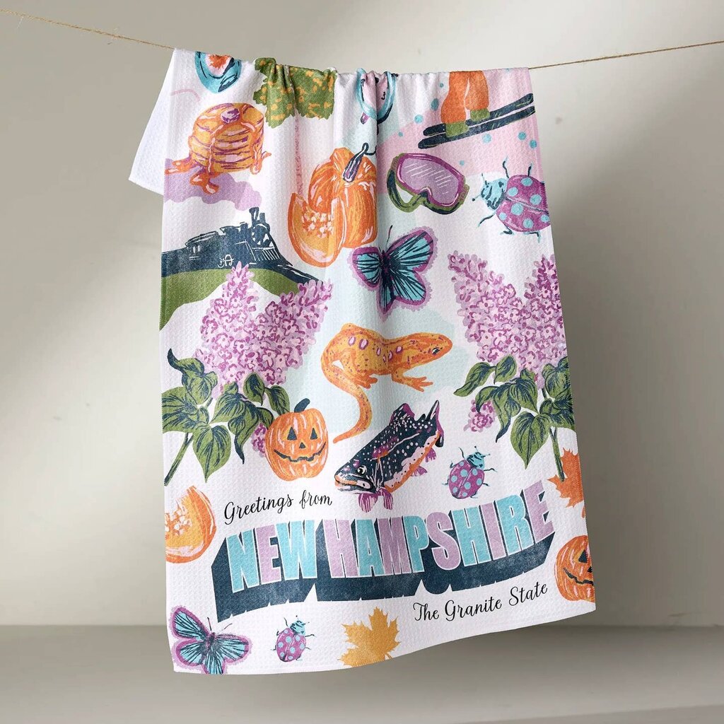 Greetings From New Hampshire Geometry Tea Towel