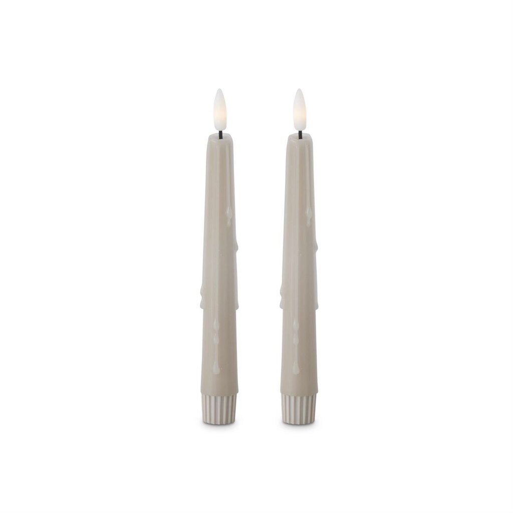 TAUPE Drip LED 8" Timer Taper Candle 19642A-TP