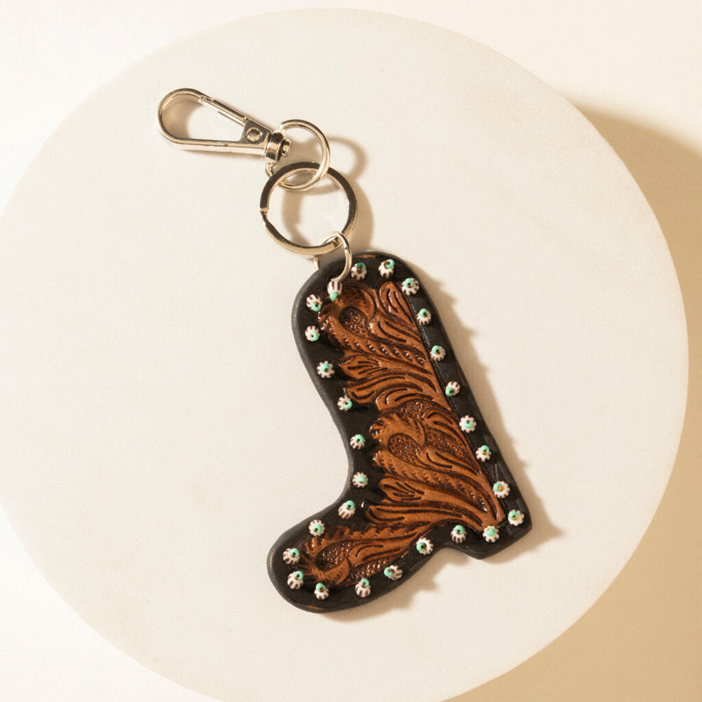 Legend Boot Charm Myra Keychain Carve Tan S-13519
