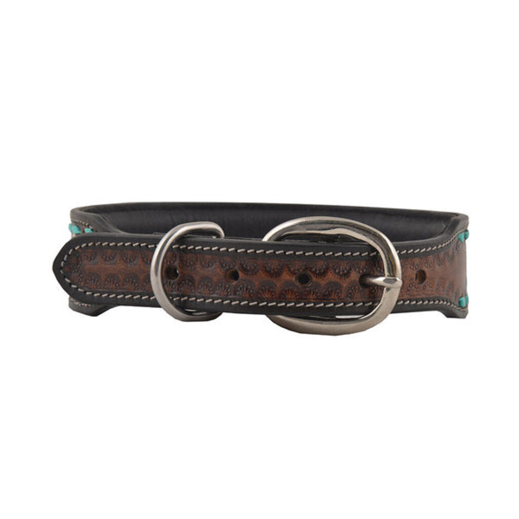 Scenic Hand Tooled Leather Dog Collar XSM S-5757