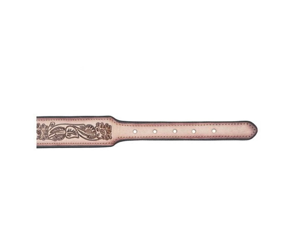 Cow Dog Trail Hand Tooled Leather Dog Collar S-10199 SM