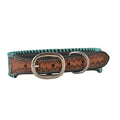 Full Bloom Hand Tooled Leather Dog Collar S-5756 SM