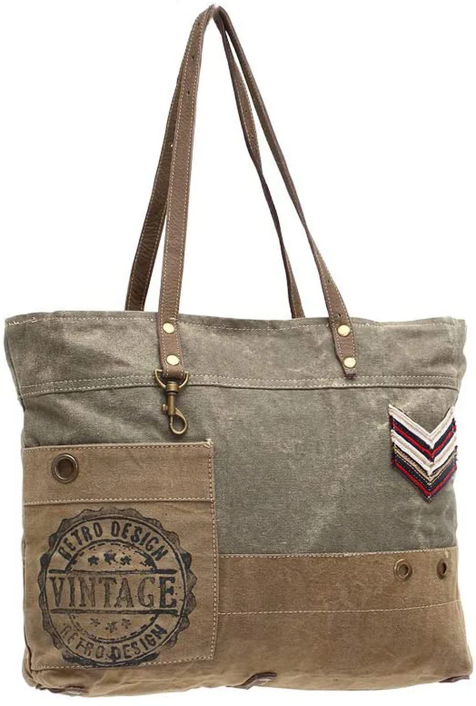 Military Badge Canvas Tote Bag S-0934 Myra Bag